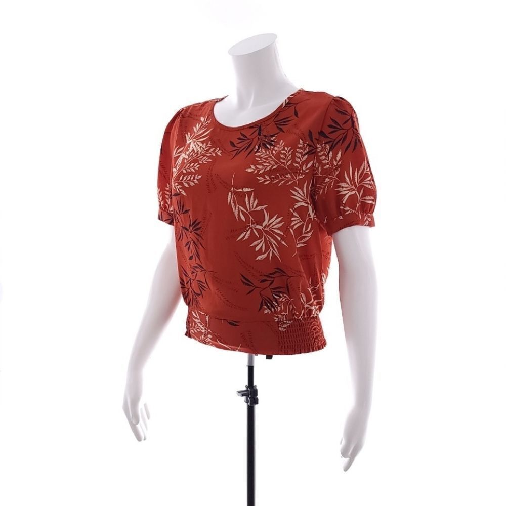 Sienna Sky Juniors Size M Orange Tropical Short Sleeve Blouse Shirt